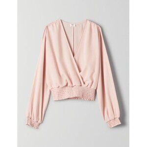 Aritzia Faux Wrap Crop Sheer Top Sz XXS